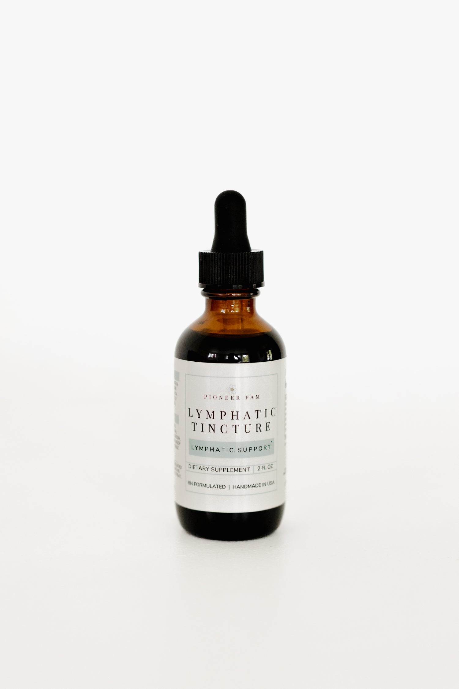 Pioneer Pam Lymphatic Tincture bottle with dropper, gentle lymphatic support dietary supplement, 2 fl oz